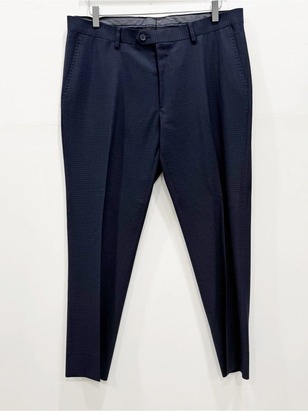 Karl Lagerfeld Marcel Modern Fit Wool Blend Navy Checkered Suit 42R Pants 36W